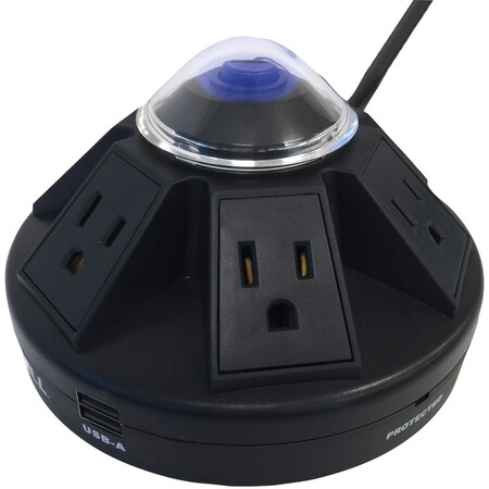 Accell Powramid 6Outlet PowerCenter w/ SurgeProtection/USBChargingStation, Blk D080B-015K